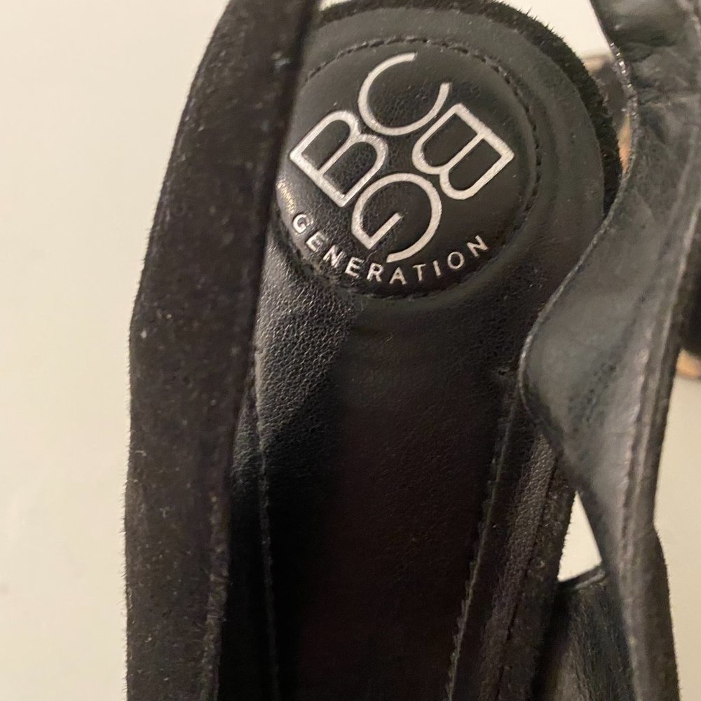 BCBG Generation Black Peep Toe Print Heel Size 9.5 - Picture 4 of 6